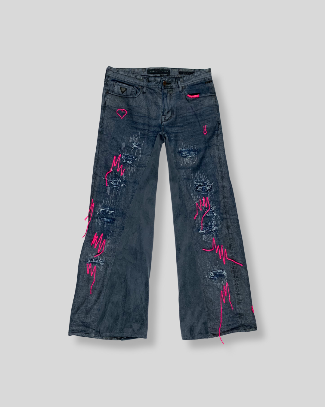 Distressed Denim with velvet inlay