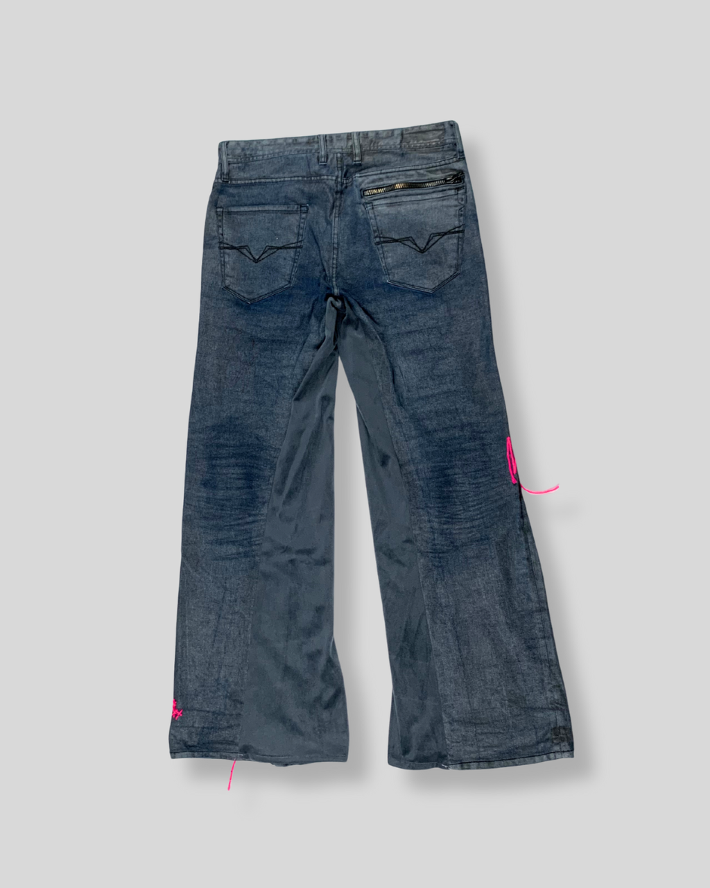 Distressed Denim with velvet inlay